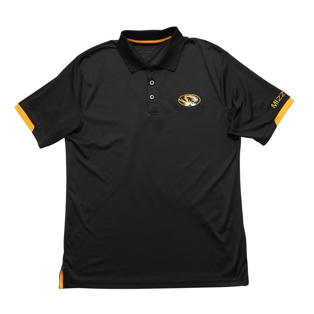 Colosseum Polo Shirt Men Large Black Missouri Tigers Mizzou Short Sleeve NCAA